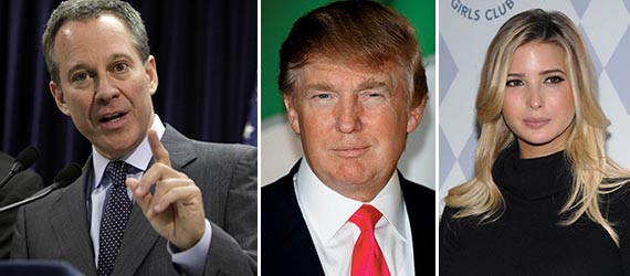 From left: Eric Schneiderman, Donald Trump and Ivanka Trump