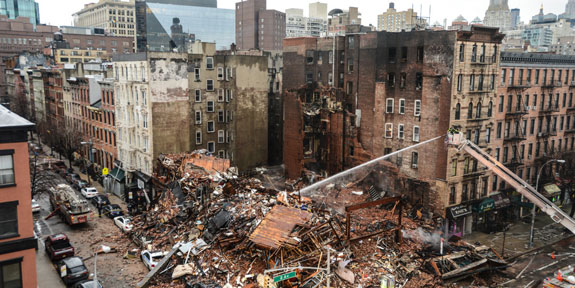 The aftermath of the East Village explosion and fire