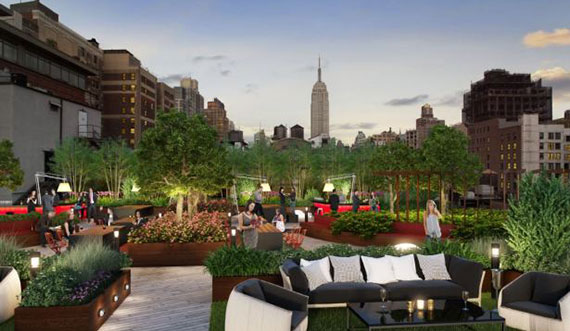 Rendering of 50 West 23rd Street's new rooftop (Credit: H5 Property).