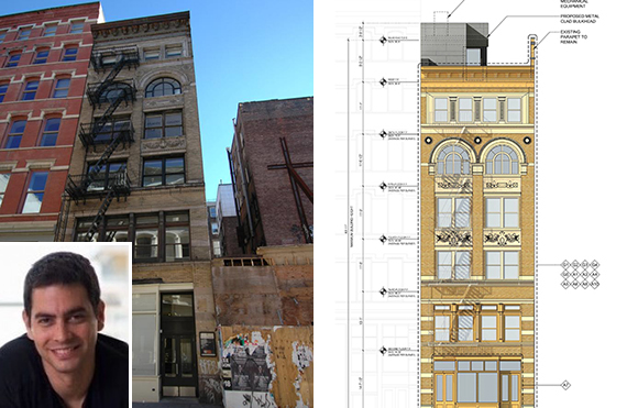 From left: 40 Wooster Street in Soho and plans for restoration (credit: Melamed Architect) (inset: Ran Eliasaf)