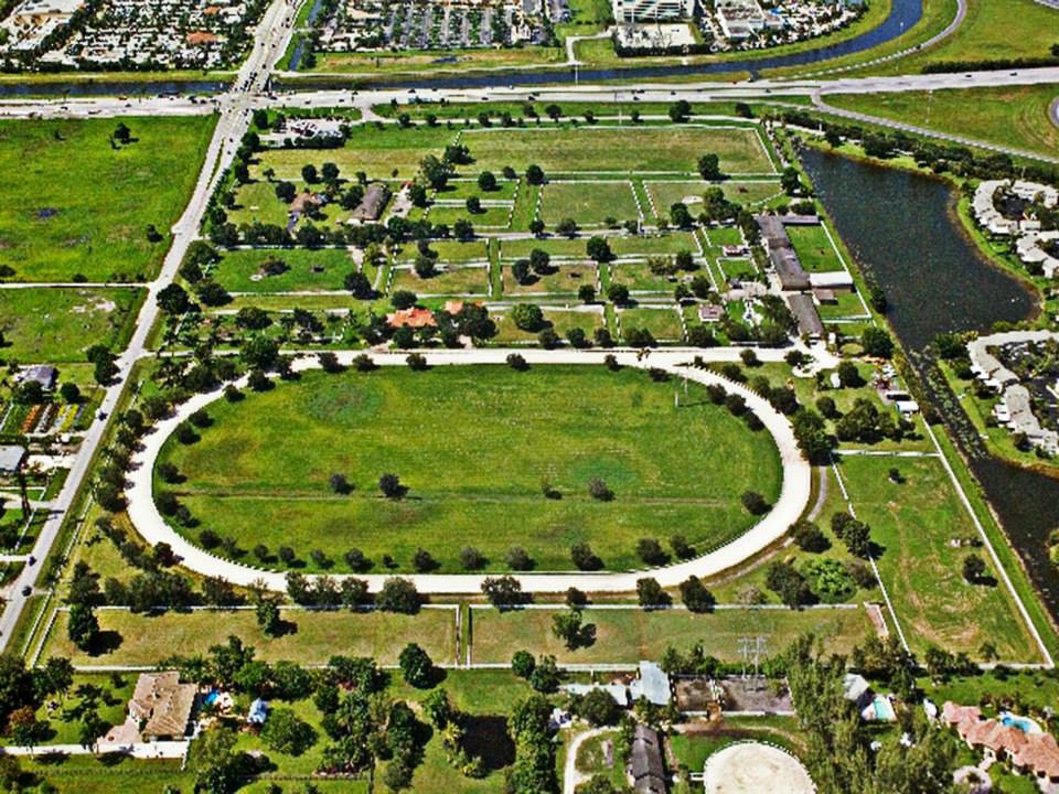 Aerial view of the 48-acre Circle S Farm in Southwest Ranches