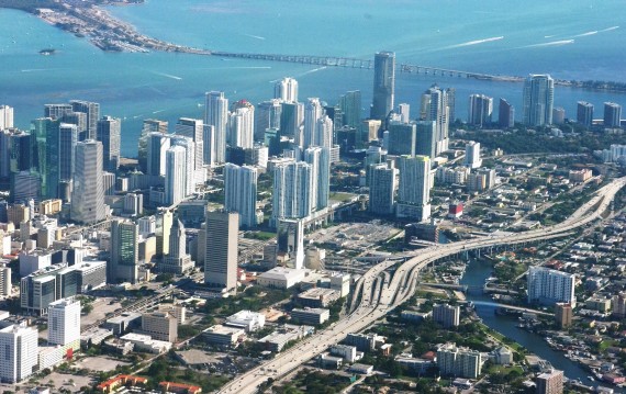 An aerial view of Miami