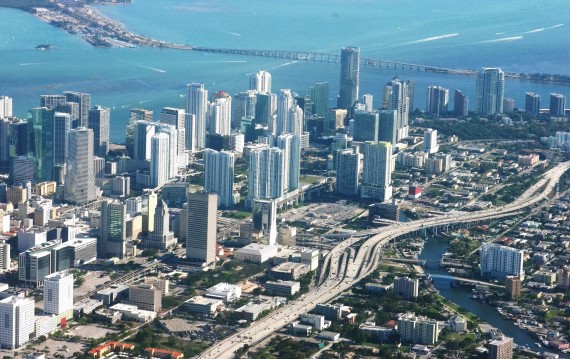 An aerial shot of Miami