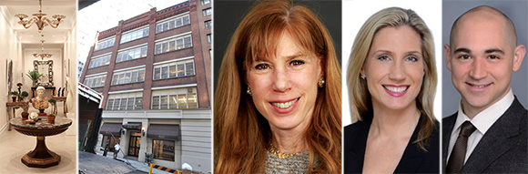 From left: Newel showroom, 425-429 East 53rd Street in Sutton Place, Kathy Bloomgarden, Karen Kemp and Anthony Finno
