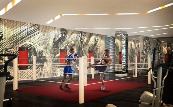 A rendering of Paramount Miami Worldcenter's boxing studio