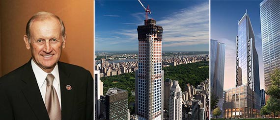 From left: Richard Anderson, 432 Park Avenue and a rendering of 3 World Trade Center (credit: Silverstein Properties)