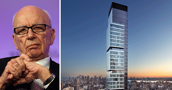 Rupert Murdoch and a rendering of One Madison (credit: CetraRuddy)