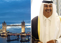 The Shard and Tower Bridge in London, and Hamad bin Jassim bin Jaber Al Thani, the former Prime Minister of Qatar