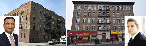 From left: 178-188 East 93rd Street in East Flatbush and 710 East 138th Street in the Bronx (inset: Amit Doshi and Aaron Jungreis)