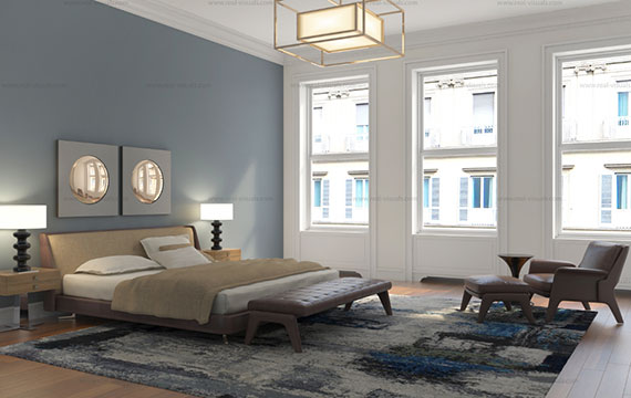 Rendering of the bedroom at 12 East 80th Street
