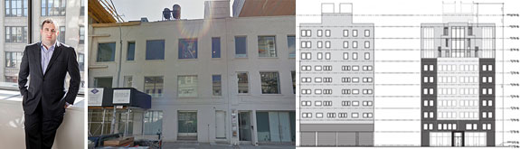 From left: Michael Stern And 514 West 24th Street and plans for the building