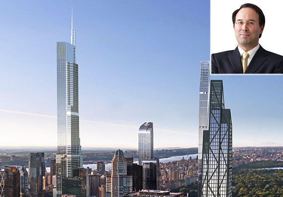 Rendering of 217 West 57th Street (left; credit: NY YIMBY) and Gary Barnett (inset)
