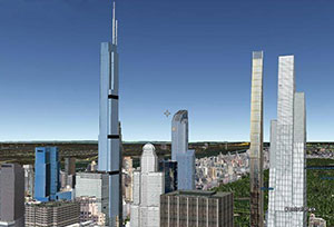 A rendering of the future skyline of 57th Street (image via NY YIMBY)