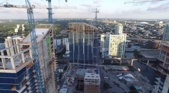 Aerial shot of Brickell City Center under construction