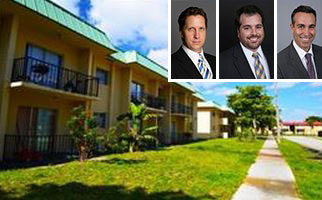The Palm Grove Apartments and Marcus &amp; Millichap agents Daniel J. Cunningham, Derek R. Gibbs and Tal I. Frydman.