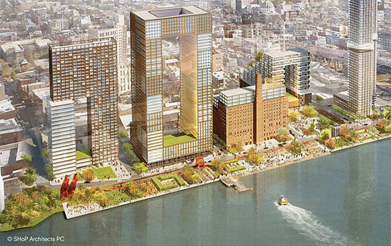 A rendering of Two Trees' Domino Sugar Factory redevelopment