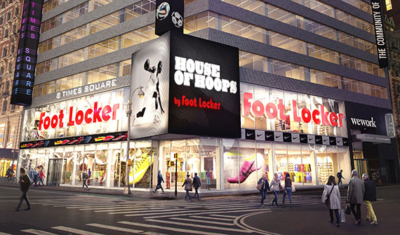 Rendering of a new Foot Locker megastore in Times Square (image via the New York Post)