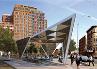 A rendering of the new park at Seventh Avenue between Greenwich Avenue and West 12th Street.