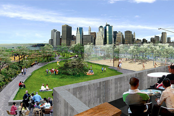 A rendering of the newest stretch of Brooklyn Bridge Park