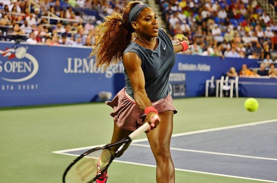 A shot of Serena Williams in action at the 2013 U.S. Open tennis tournament (Credit: Edwin Martinez)