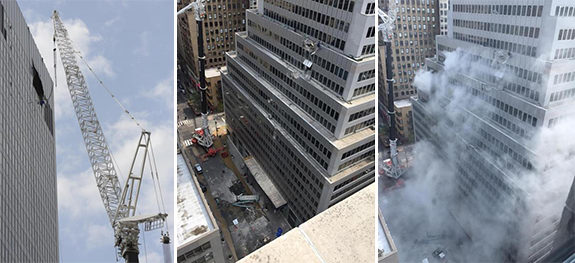 The site of the collapsed crane at 261 Madison Avenue