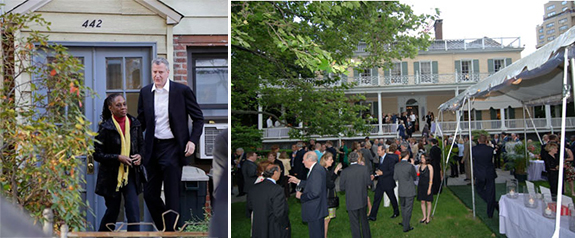 The mayor outside his Park Slope home and a fund-raising event at Gracie Mansion