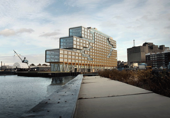 Rendering of WeWork's Brooklyn Navy Yard building (credit: S9 Architects/Perkins Eastman via New York YIMBY)