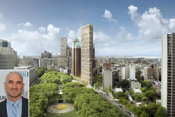 Rendering of 280 Cadman Plaza West in Brooklyn Heights (credit: Marvel Architects) (inset: David Kramer)