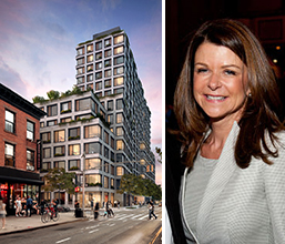 From left: Rendering of 550 Vanderbilt Avenue in Prospect Heights and Forest City Ratner CEO MaryAnne Gilmartin