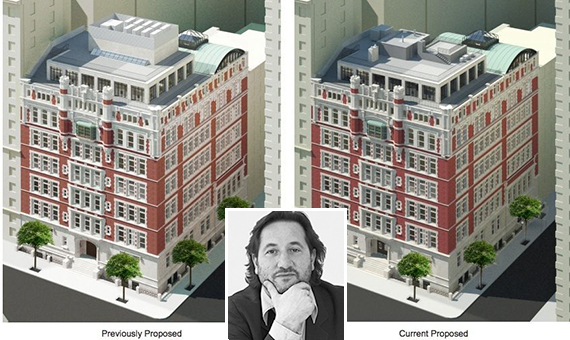 Rendering of 555 West End Avenue (credit: Cary Tamarkin) (inset: Cary Tamarkin)
