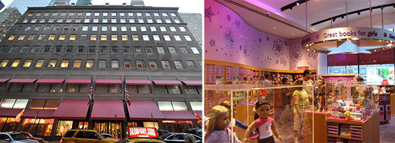 From left: 609 Fifth Avenue And An American Girl Place store