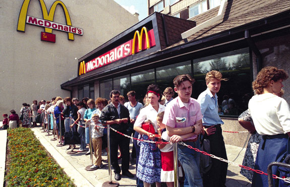Russians outside a newly opened McDonald's in 1991 in Moscow.