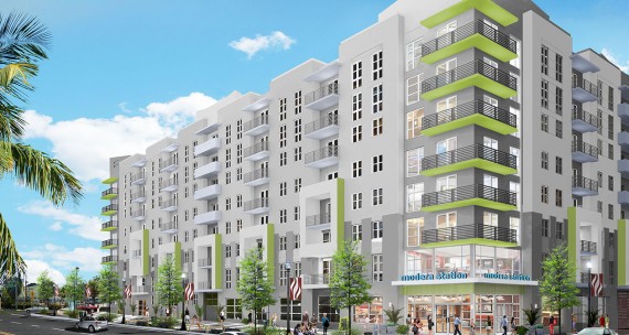 A rendering of Modera Station, a development across the street from the Mills Creek project.
