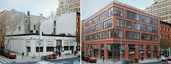 From left: Brooklyn Heights Cinema at 70 Henry Street and a rendering of the new project there (Credit: Morris Adjmi)