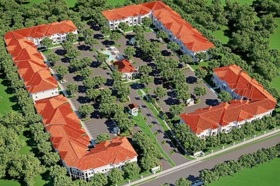 An aerial rendering of Century Park West