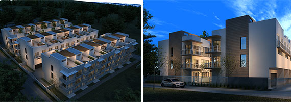 Renderings of the planned Grove Place townhomes