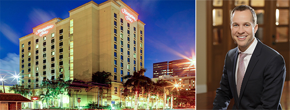 Hampton Inn Fort Lauderdale and Justin Knight, chairman and CEO of Apple Hospitality REIT