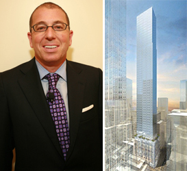 Joseph Sitt and a rendering of 520 Fifth Avenue (credit: Handel Architects)