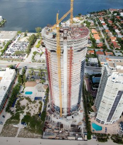 An aerial photo of construction progress