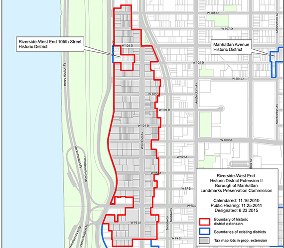 Map of Riverside-West End Historic District Extension II (credit: LPC)
