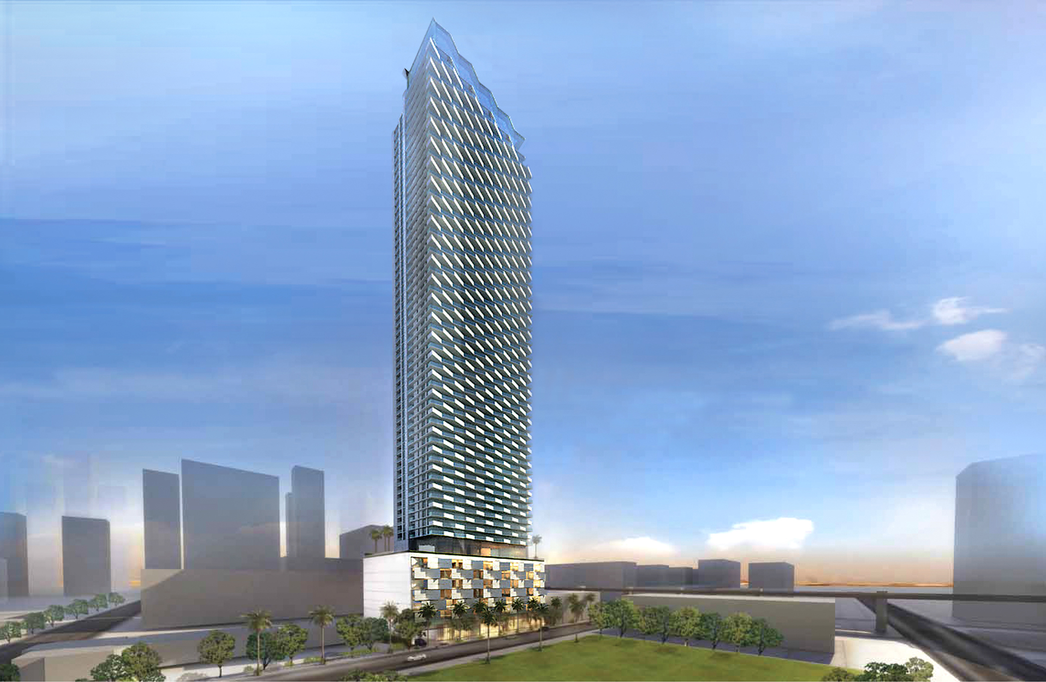A rendering of Zom's Solitair Brickell rental tower