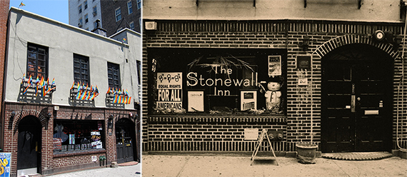 Stonewall Inn at 51-53 Christopher Street in Greenwich Village (credit, right: Photobucket)