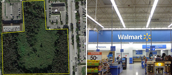The vacant land near Tamiami and the inside of a Walmart