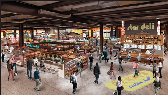 Rendering of Dekalb Market Hall at City Point in Downtown Brooklyn 