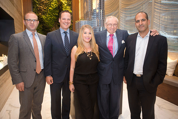 From left: David Marks and Robert Vescler with Silverstein Properties, Samantha Sax with Elad Group, Larry Silverstein, Yoel Shargian with Elad Group 