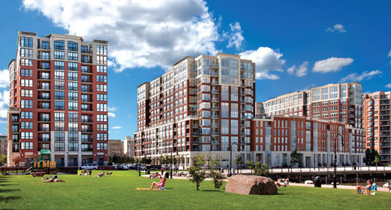 Maxwell Place, which will be a four-building condo complex on the Hudson River, has 755 units completed so far.