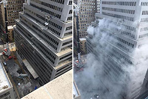 The site of the collapsed crane at 261 Madison Avenue