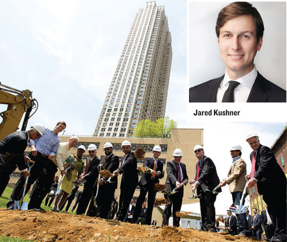 Jersey City officials help Jared Kushner and partners break ground on 50-story Trump Bay Street.