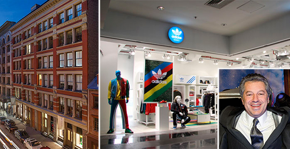 From left: 115 Spring Street, an Adidas store and Marc Holliday (credit: Steve Friedman)