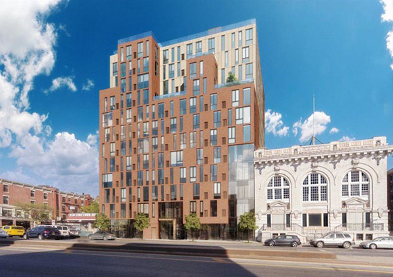 Rendering of 225 Fourth Avenue and the Lyceum in Park Slope (credit: Paperfarm)